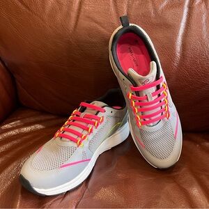 Easy Spirit Gray Pink Yellow Women's Sneakers Scamper3 Size 12W